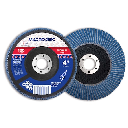 4-1/2 X 7/8 120 Grit T29 Zirconia High Density  Flap Disc